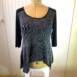 Clientele black gray striped swing tunic Size M